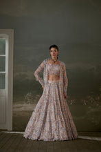 Load image into Gallery viewer, Peach Multicolored Lehenga Choli Set With Jacket

