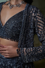 Load image into Gallery viewer, Stone grey Lehenga Choli Set With Jacket
