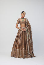 Load image into Gallery viewer, Copper Shimmer Organza Sequins Lehenga Set
