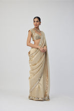 Load image into Gallery viewer, Golden Shimmer Organza saree set
