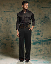 Load image into Gallery viewer, Black and Gold hand embriodered shrug set
