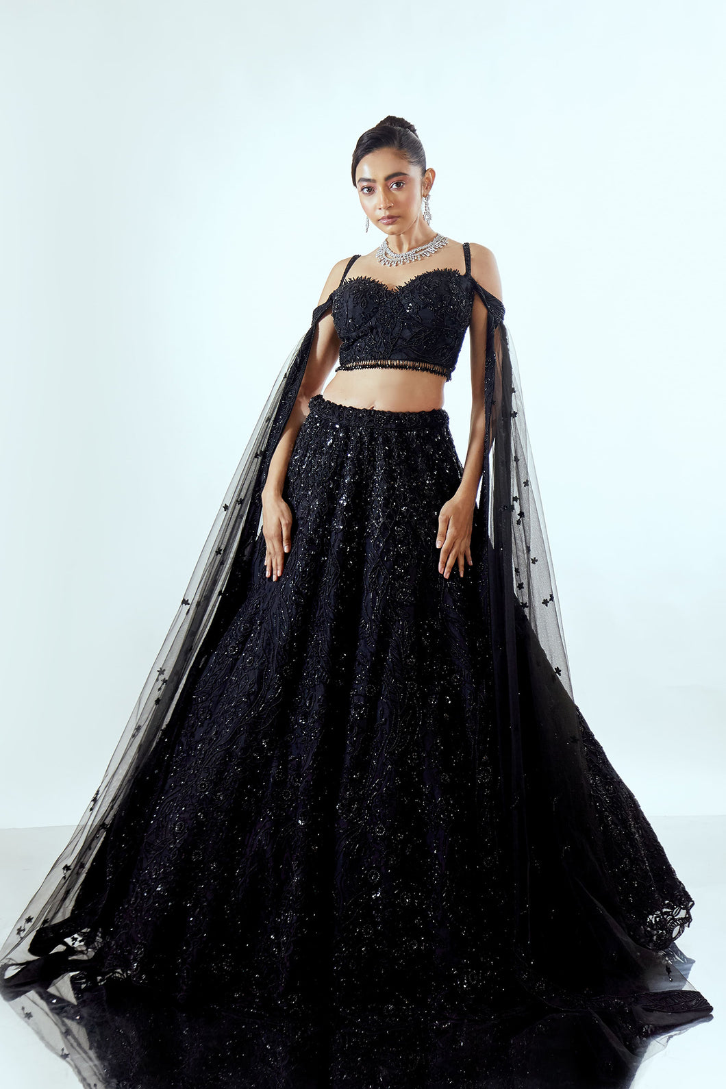 MAHIRA BLACK - MAHIRA ORGANZA LEHENGA SET