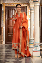 Load image into Gallery viewer, Rust kurta set with churidar and dupatta
