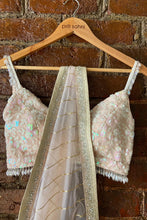 Load image into Gallery viewer, Peach organza saree and Sequin work blouse
