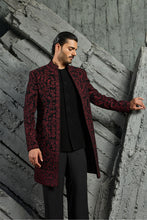 Load image into Gallery viewer, Black Jamawar Indowestern Set
