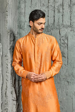 Load image into Gallery viewer, Sunset Bloom Orange French Knot Kurta Set
