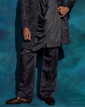 Load image into Gallery viewer, Charcoal Gray hand embroidered contemporary jacket set
