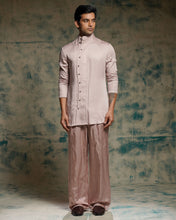 Load image into Gallery viewer, Mauve hand embroidered concept blazer set.

