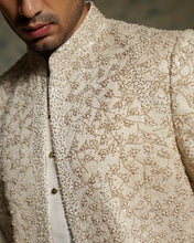 Load image into Gallery viewer, Ivory embriodered pearl open sherwani set
