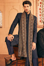 Load image into Gallery viewer, Classic Navy Blue Kashmiri RESHAM EMB Sherwani
