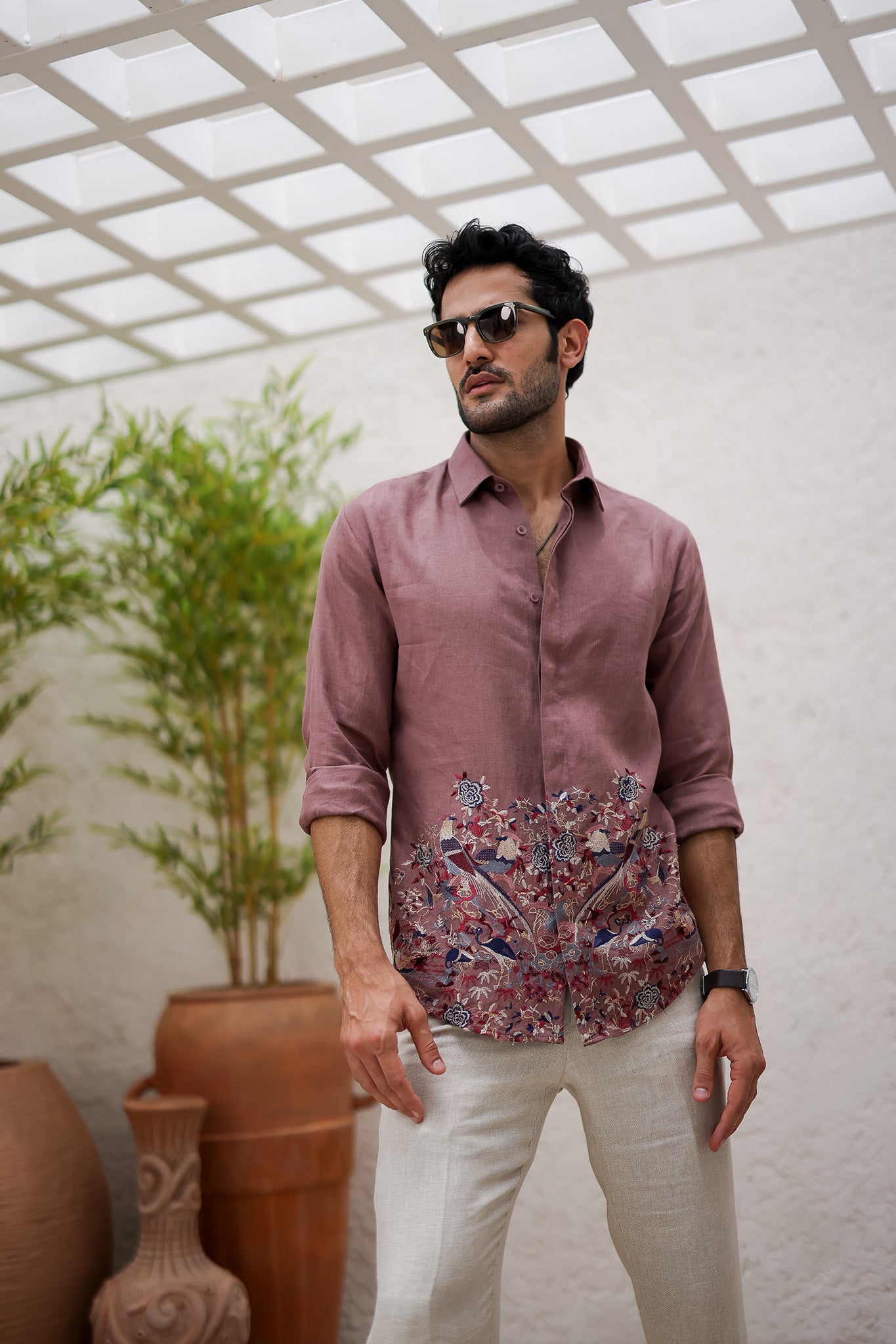 Cherry Multicolored Botanical Embroidery Shirt