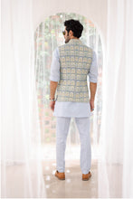 Load image into Gallery viewer, Sky Blue Floral Printed Kurta Bundi Set
