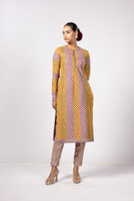 Load image into Gallery viewer, MUSTARD MULTICOLOR PANT KURTA SET

