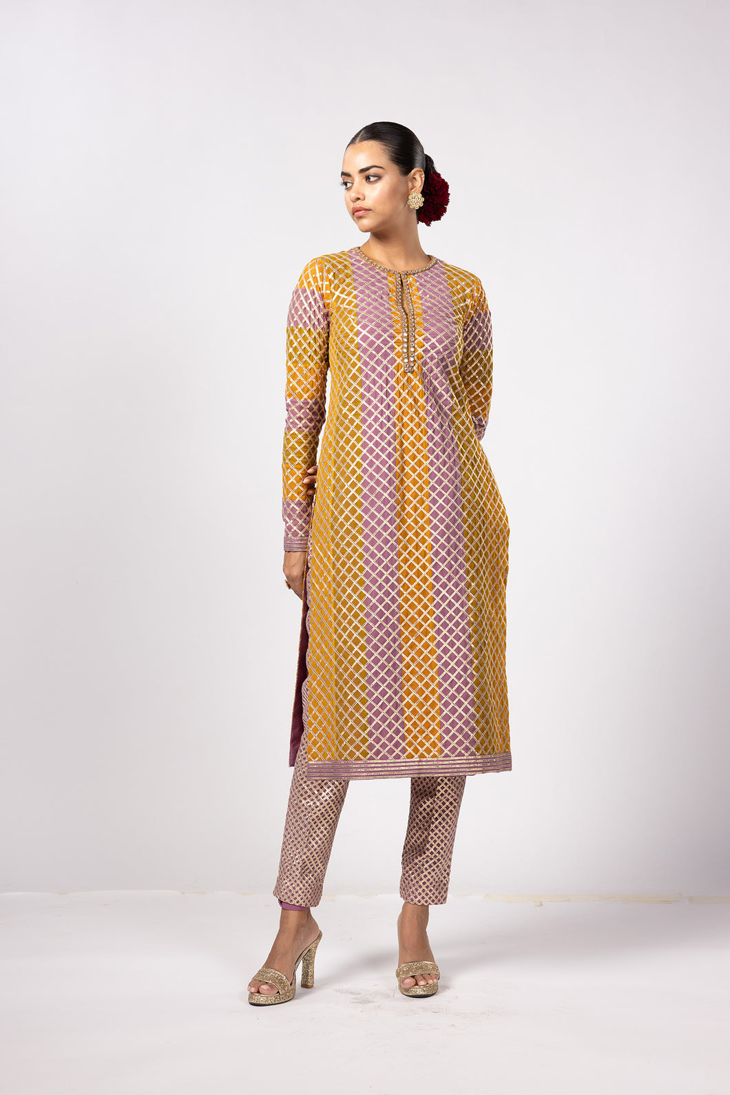 MUSTARD MULTICOLOR PANT KURTA SET