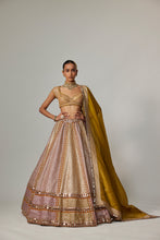 Load image into Gallery viewer, MUSTARD MULTICOLOR HEAVY METALLIC LEHENGA WITH DOUBLE DUPATTA
