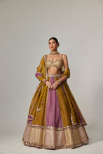 Load image into Gallery viewer, GREEN MULTICOLOR SEQUIN SCATTER LEHENGA SET
