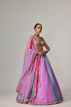 Load image into Gallery viewer, MAUVE MULTICOLOR LINEAR LEHENGA WITH SWEETHEART FULL SLEEVE BLOUSE
