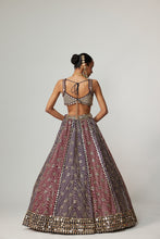 Load image into Gallery viewer, TEAL WINE MULTICOLOR LEHENGA SET WITH DOUBLE DUPATTA

