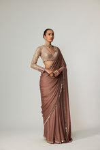 Load image into Gallery viewer, DEEP BEIGE SATIN SAREE SET
