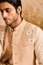 Load image into Gallery viewer, BEIGE FLORAL BUNDI JACKET KURTA CHURIDAR
