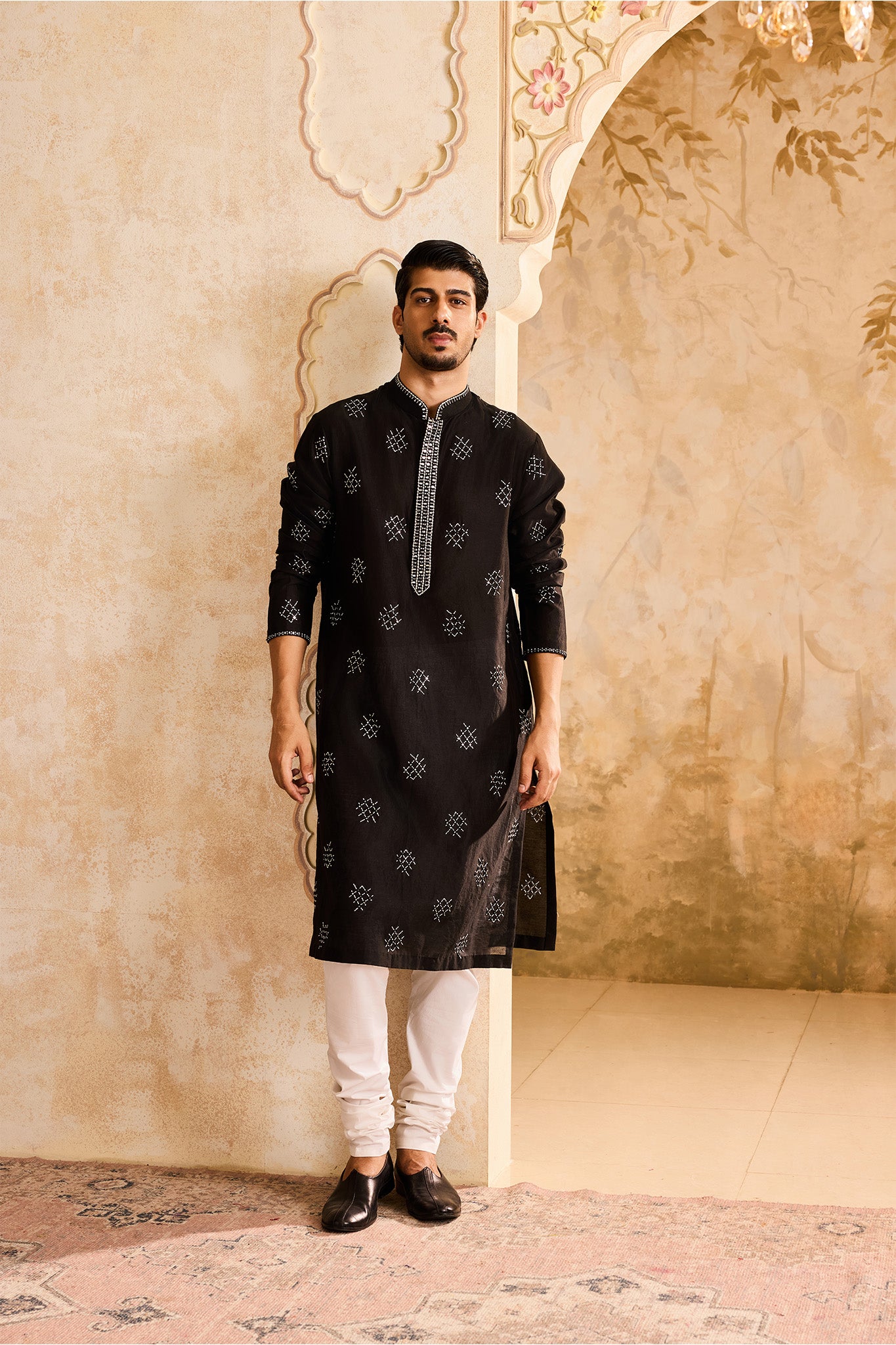 EMBROIDERED BLACK KURTA CHURIDAR