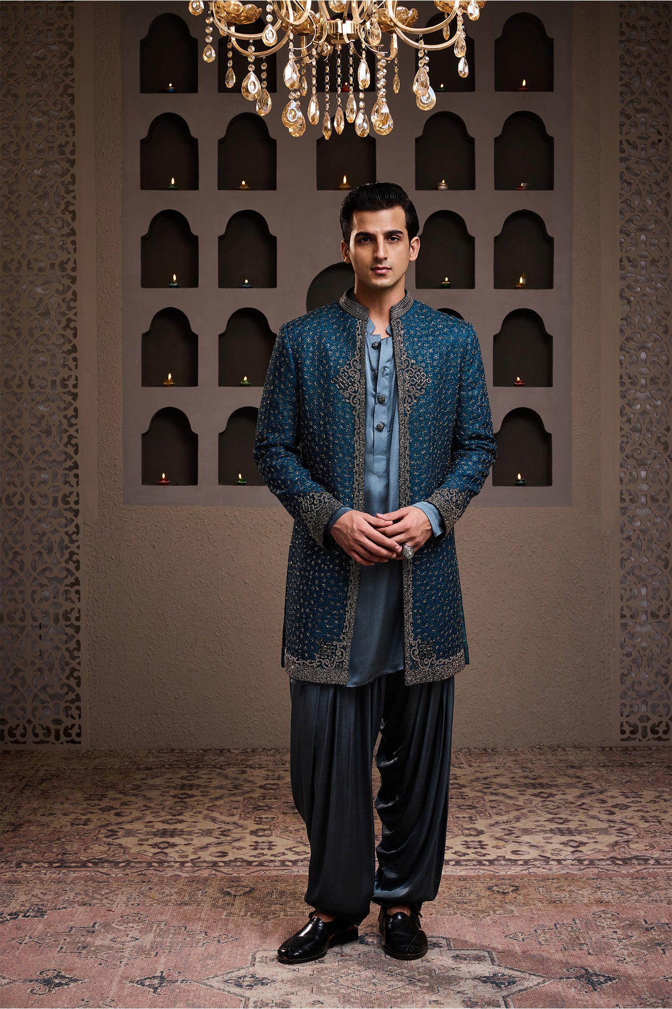 TEAL JACKET KURTA PATIYALA SALWAR