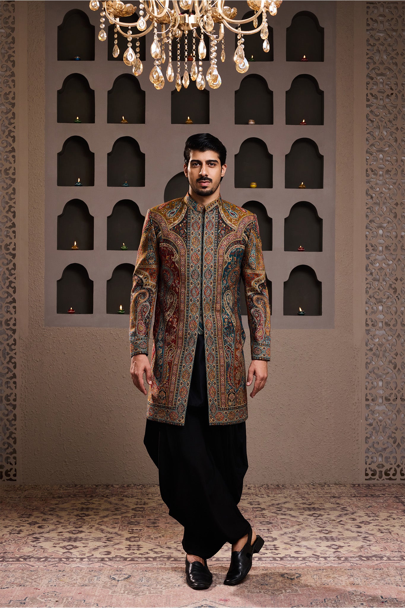 JAMAWAR  ACHKAN BLACK KURTA DHOTI SALWAR