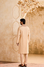 Load image into Gallery viewer, EMBROIDERED BIEGE PINTUCKED KURTA WITH CHURIDAR
