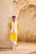 Load image into Gallery viewer, FLORAL BUNDI YELLOW KURTA CHURIDAR

