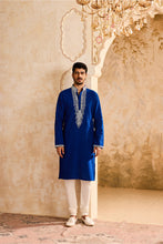 Load image into Gallery viewer, EMBROIDRED BLUE KURTA CHURIDAR
