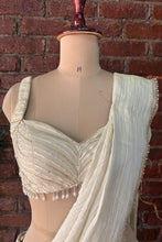Load image into Gallery viewer, Champagne Gold shimmer tissue Pre-stitched saree
