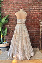 Load image into Gallery viewer, Beige Sequin work corset and lehenga set
