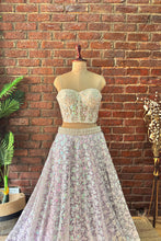 Load image into Gallery viewer, Ivory corset and Lavender Sequin work lehenga set
