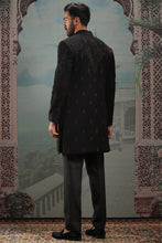 Load image into Gallery viewer, Black silk cutdana Open Indowestern
