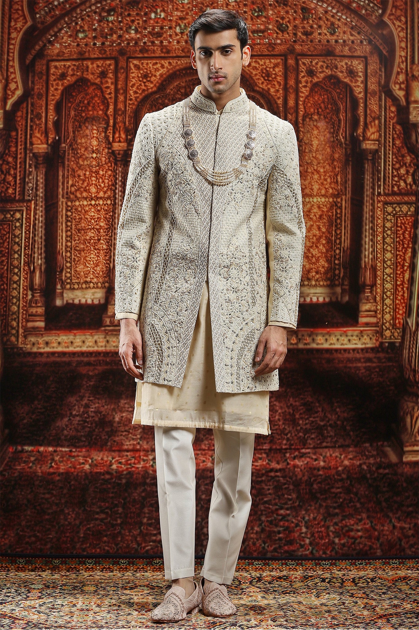 Pearl Sherwani with Dori Embroidery