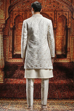 Load image into Gallery viewer, Ivory Jaquard Sherwani with Velvet Patchwork
