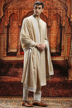Load image into Gallery viewer, Beige chanderi silk Sherwani Sequin Embroidery
