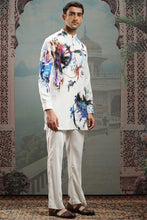 Load image into Gallery viewer, White Abstract Hand-Painted Silk Kurta

