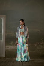 Load image into Gallery viewer, Turquoise Lehenga Choli Set With Jacket
