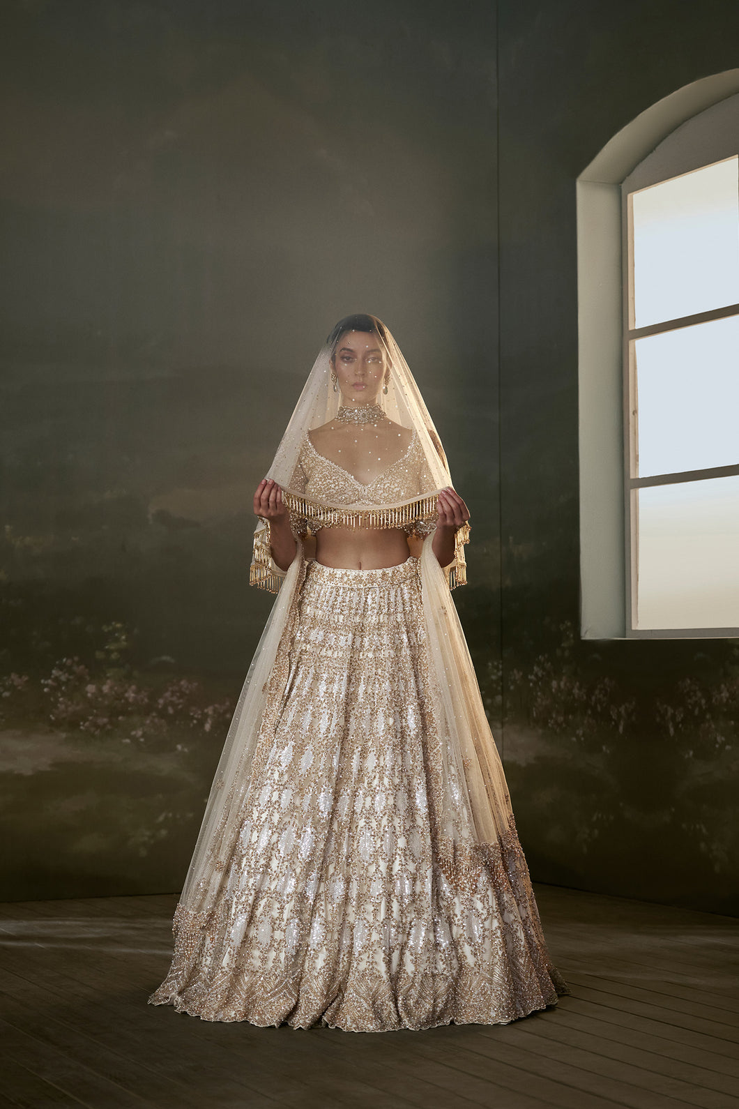 Ivory And Gold Lehenga Choli Set