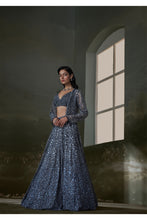 Load image into Gallery viewer, Stone grey Lehenga Choli Set With Jacket
