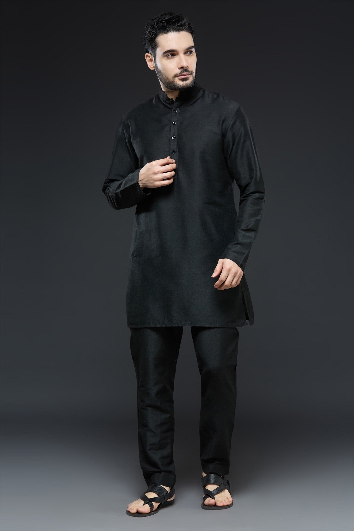 Black Sherwani Jacket Set