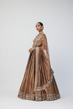 Load image into Gallery viewer, Copper Shimmer Organza Linear Lehenga Set
