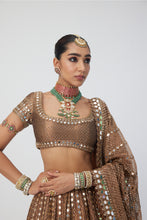 Load image into Gallery viewer, Copper Shimmer Organza Sequins Lehenga Set
