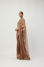 Load image into Gallery viewer, Copper Shimmer Organza saree set
