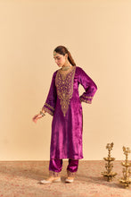 Load image into Gallery viewer, Fareeha - Deep Purple Kurta with Salwar
