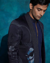 Load image into Gallery viewer, Midnight Blue hand embroidered concept blazer set
