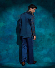 Load image into Gallery viewer, Teal and Ombre hand embroidered Short jacket set
