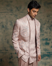 Load image into Gallery viewer, Mauve hand embroidered concept blazer set.
