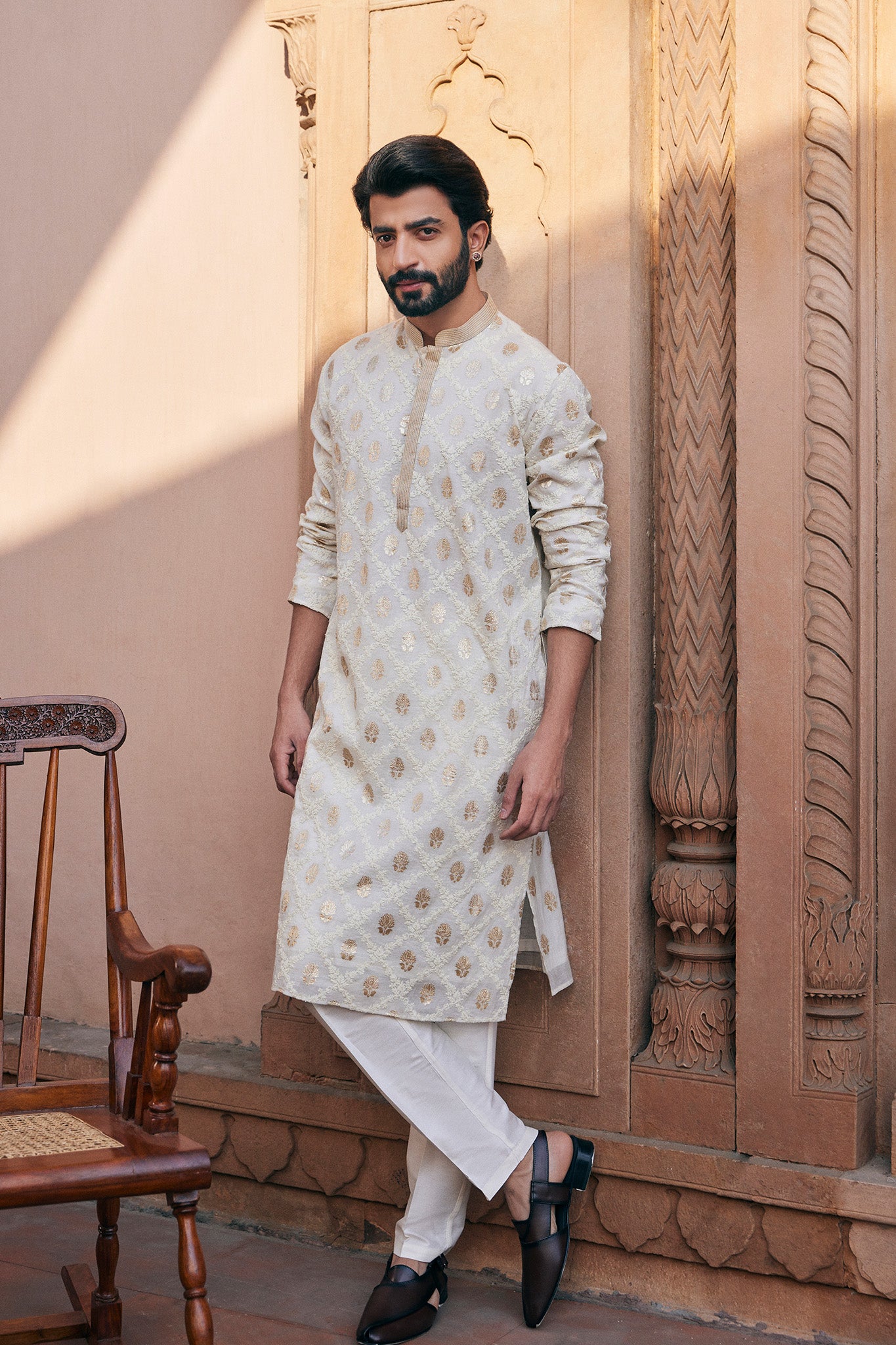 Banarsi Cord Embroidery Chanderi Silk Kurta 